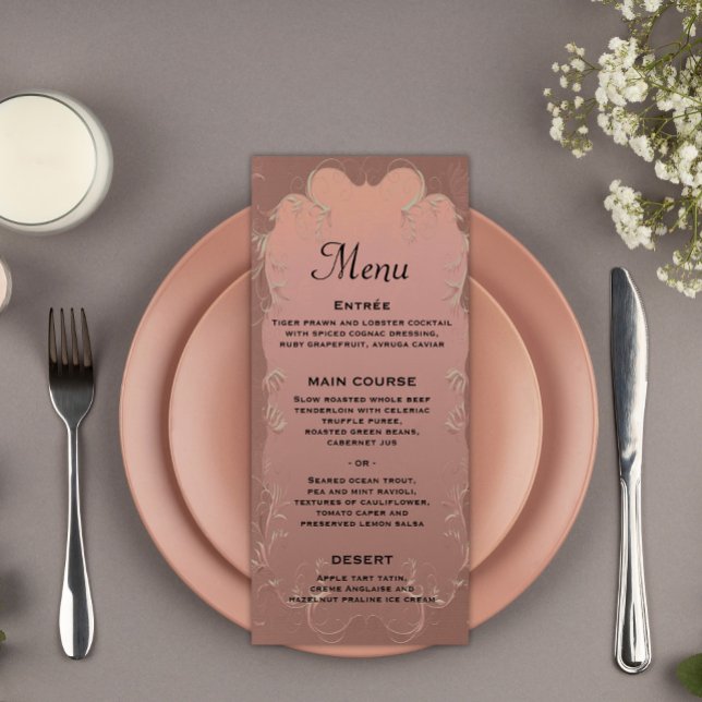 Menu de réception de mariage élégant en or rose (Créateur téléchargé)