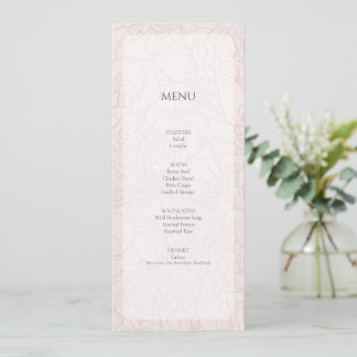 Menu de réception de mariage Elegant Peony Blush R