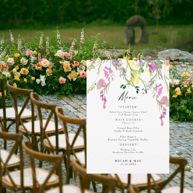 Menu de réception de mariage fleur sauvage (Créateur téléchargé)