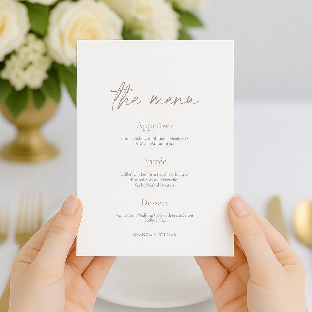 Menu de réception de mariage minimal avec carte de (Créateur téléchargé)