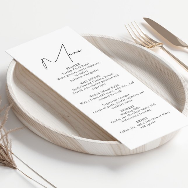 Menu De Réception De Mariage Minimaliste Moderne (Créateur téléchargé)