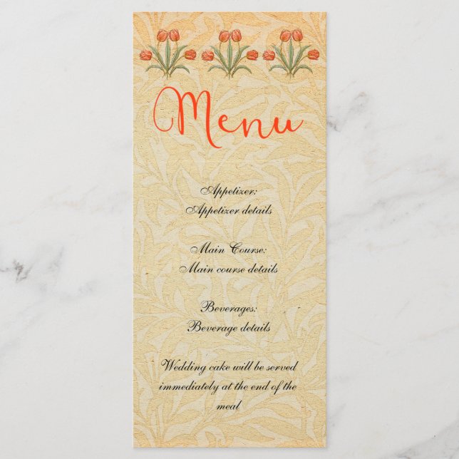 Menu de réception de mariage vintage (Devant)