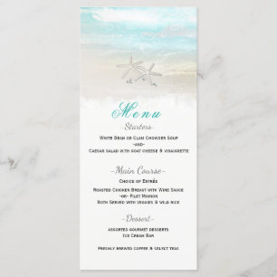 Menu de réception d'été élégant étoile de mer blan