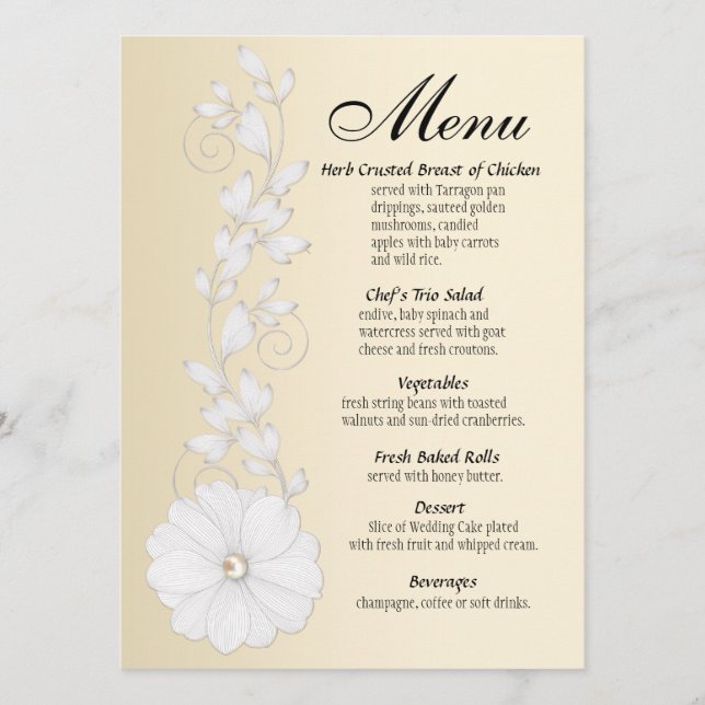 Menu de relief du petit bouquet w/Pearl (Devant)