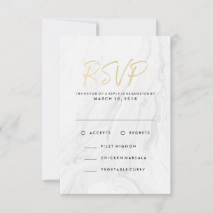 Menu de réponse de mariage moderne en marbre blanc