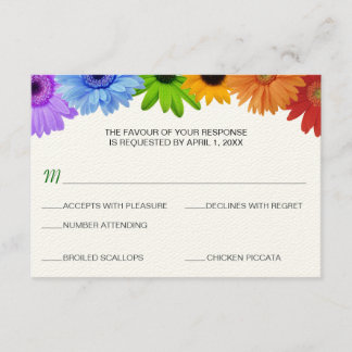 Menu de réponse du Mariage Rainbow Bouquet