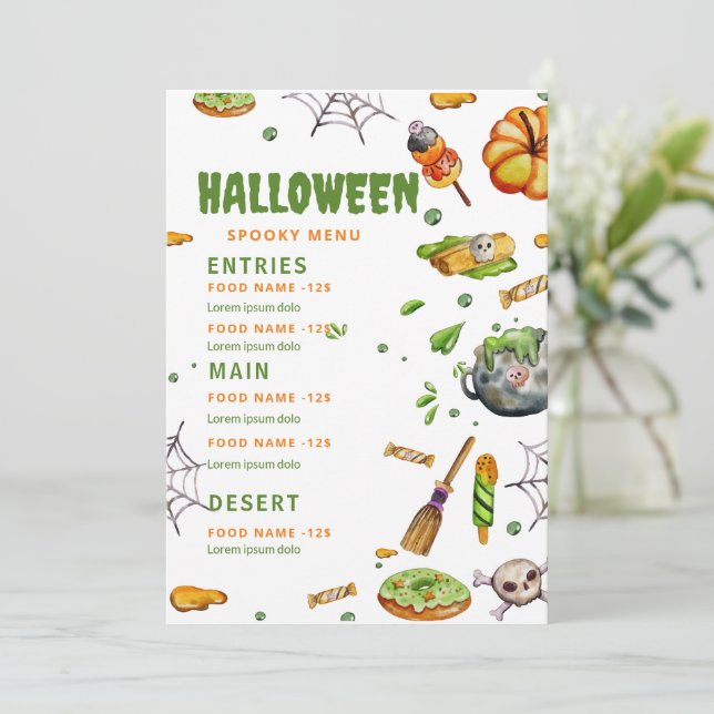 Menu de restaurant Halloween, Menu Halloween modif (Debout devant)