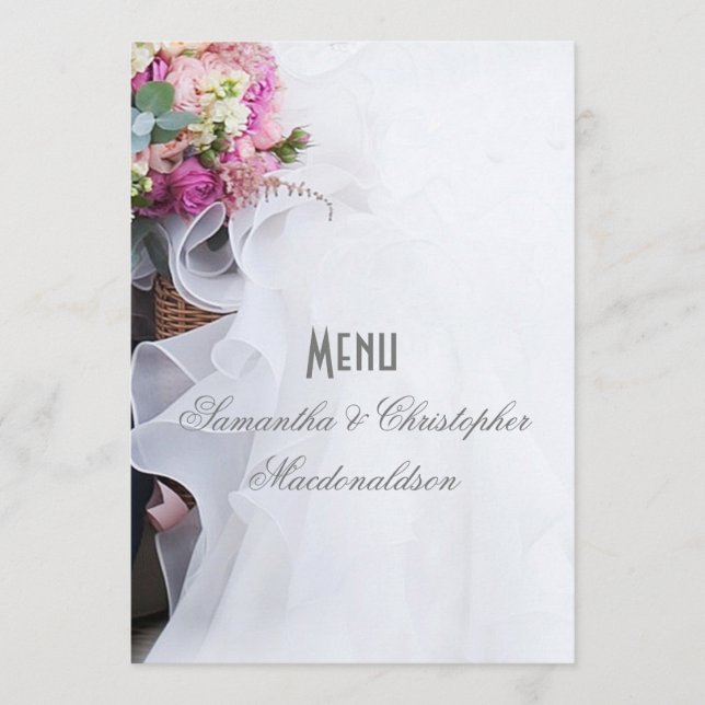 Menu de robe mariage fleurie rose (Devant)