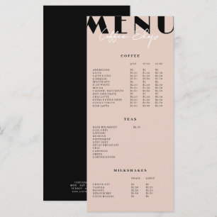 Menu de salon de café minimaliste moderne
