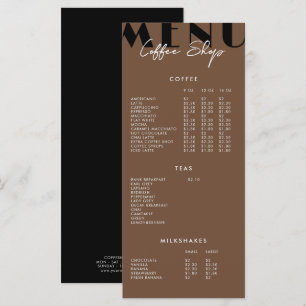Menu de salon de café minimaliste moderne