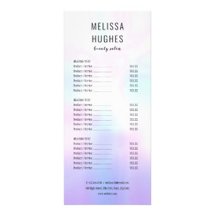 Menu de service de salon holographique Simple Mode