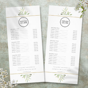 Menu de service recto verso avec logo personnalisé
