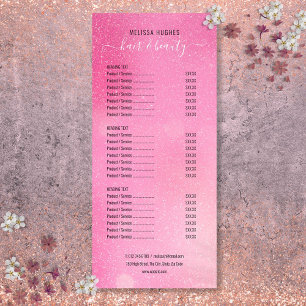 Menu de services de salon de coiffure scintillant