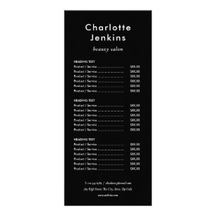 Menu de services de salon simple moderne noir et b