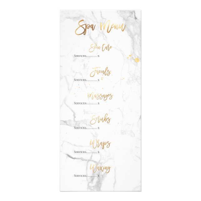Menu de Spa en marbre/Pseudo-or de PixDezines avec (Devant)