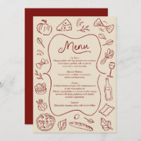 Menu de style italien dessiné à la main Rustique r