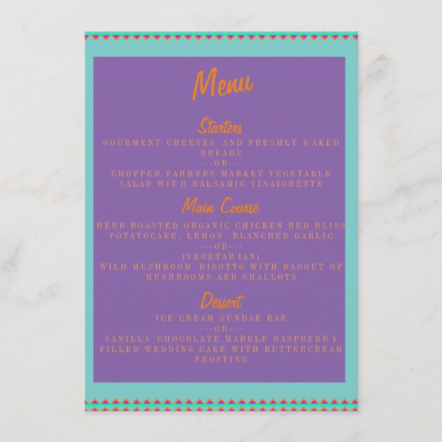 MENU DE STYLE MOTIF MEXICAIN (Devant)