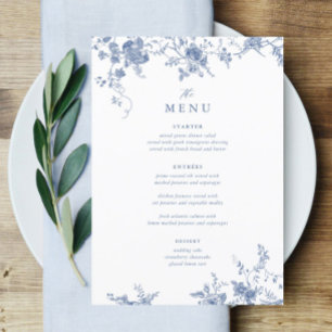 Menu de table de Mariage bleu victorien de 5x7"