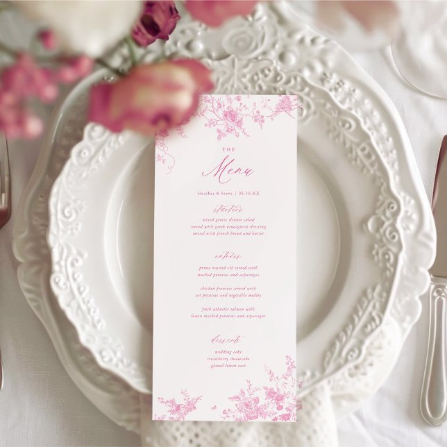 Menu de table Mariage rose toile classique (Créateur téléchargé)