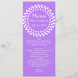Menu de table Mariage violet moderne élégant