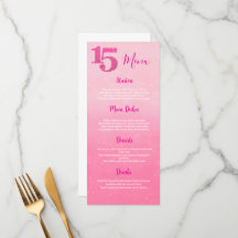 Menu de Table Rose Pailleté pour Quinceañera