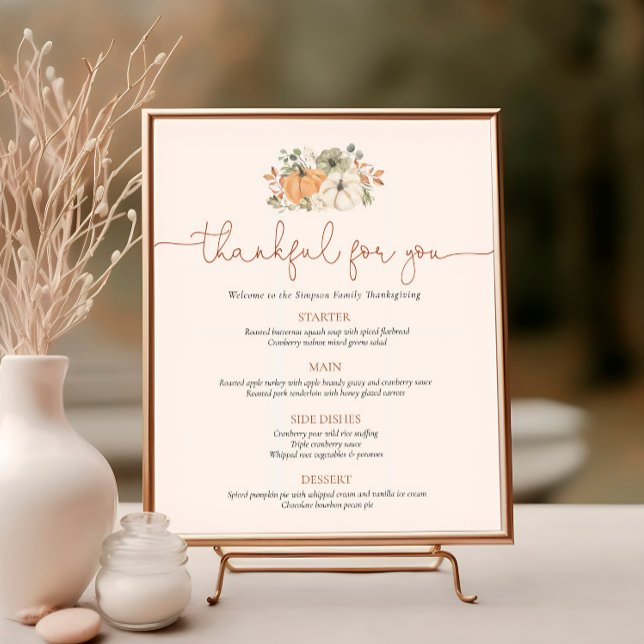 Menu de Thanksgiving automnal rustique à la citrou (Créateur téléchargé)