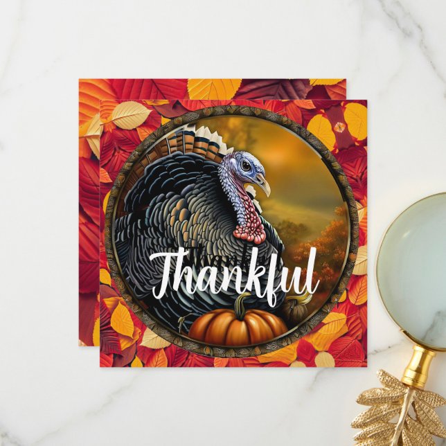 Menu de Thanksgiving avec dinde et gratitude (Devant/Arrière en situation)