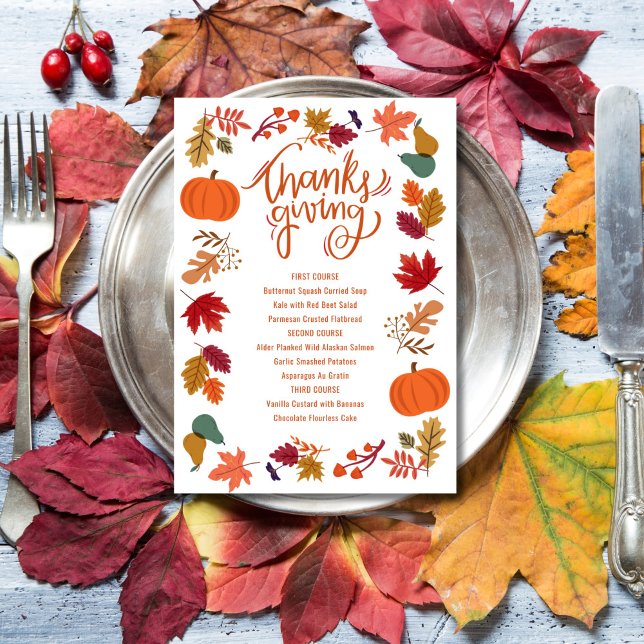 Menu de Thanksgiving imprimable d'automne (Créateur téléchargé)