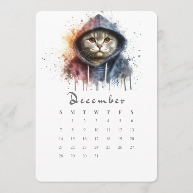 Menu Décembre Calendrier autonome Kitty Cat Splash Art (Devant)