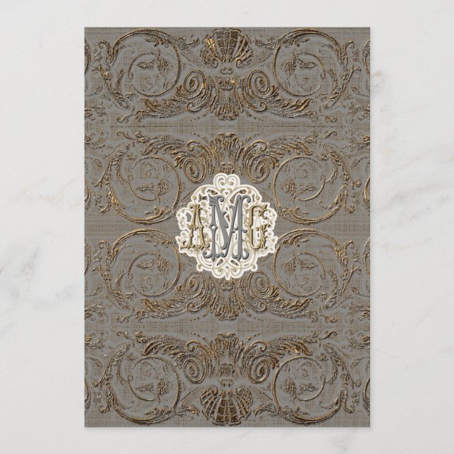 Menu Décoré d'un monogramme fait sur commande baroque (Devant)