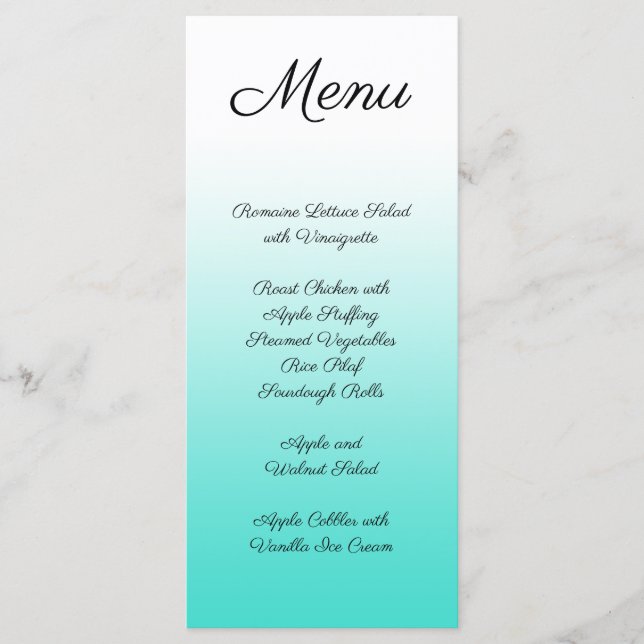 Menu Dégradé de turquoise minimaliste (Devant)