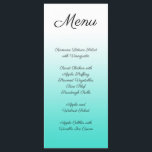 Menu Dégradé Turquoise minimaliste<br><div class="desc">Créez votre propre menu minimaliste mariage blanc à bleu turquoise clair. Customisez le texte au besoin. Modifiez le style,  la taille ou la couleur de la police.</div>