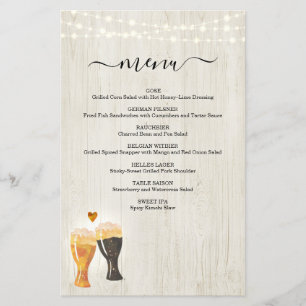Menu Dégustation de bière