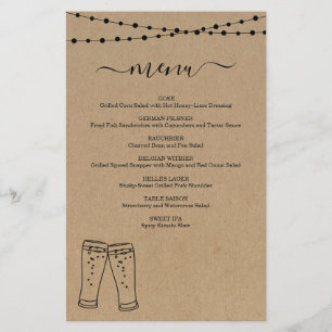 Menu Dégustation de bière