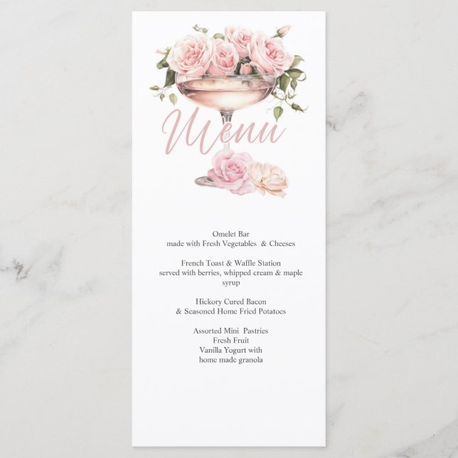 Menu Déjeuner de mariage, Réception de mariage, floral, (Devant)