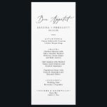 Menu Délicat Noir Calligraphie Bon Appétit Dîner Hommes<br><div class="desc">Cette délicate calligraphie noire bon appétit carte menu dîner est parfaite pour un mariage moderne. Le design minimaliste romantique présente une belle et élégante typographie noire sur un arrière - plan blanc au look épuré et sobre. Ce menu peut être utilisé pour une réception de mariage, un dîner de répétition...</div>