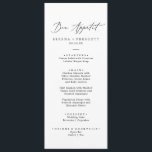Menu Délicat Noir Calligraphie Bon Appétit Dîner Hommes<br><div class="desc">Cette délicate calligraphie noire bon appétit carte menu dîner est parfaite pour un mariage moderne. Le design minimaliste romantique présente une belle et élégante typographie noire sur un arrière - plan blanc au look épuré et sobre. Ce menu peut être utilisé pour une réception de mariage, un dîner de répétition...</div>