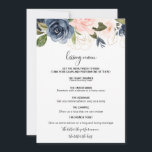 Menu délicieux automne floral baiser<br><div class="desc">Ce magnifique menu de baiser à fleurs d'automne est parfait pour une réception de mariage tropicale. Le design dépeint des fleurs fantaisistes de couleur rose dessinée à la main,  bleu foncé et bleu marine,  inspirant élégance,  classe et beauté naturelle.</div>
