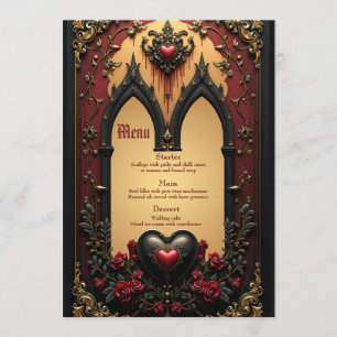 Menu Des accents dorés, des roses rouges et un coeur :