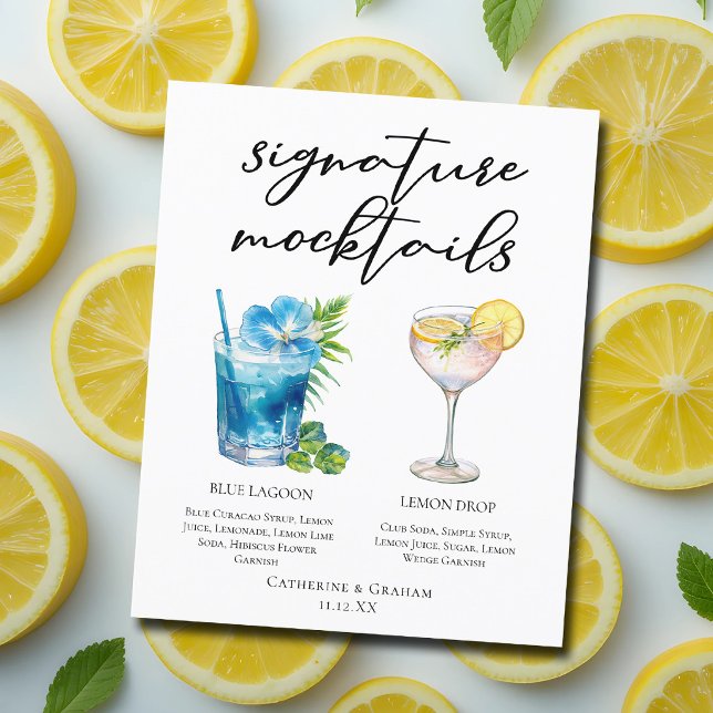 Menu des Blue Lagoon Lemon Drop Mariage Mocktails (Créateur téléchargé)