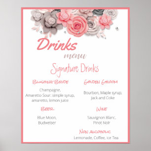 Menu des boissons affiche de mariage