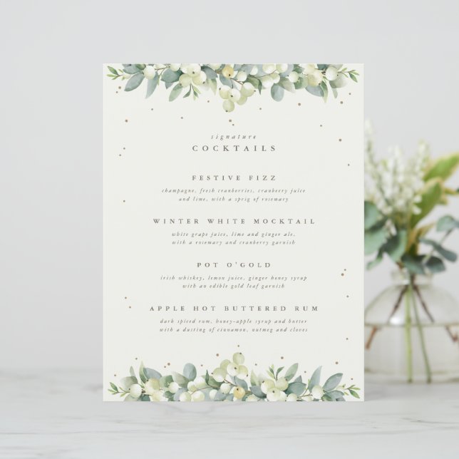 Menu des boissons/bar de mariage Cream Snowberry+E (Debout devant)
