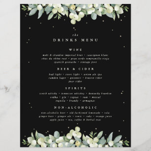 Menu des boissons de mariage à la neige noire + eu