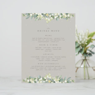 Menu des boissons de mariage Greige Snowberry+Euca