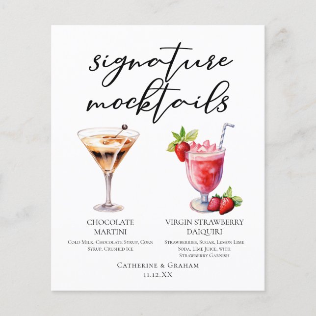 Menu des boissons Mocktails au chocolat et fraise  (Devant)