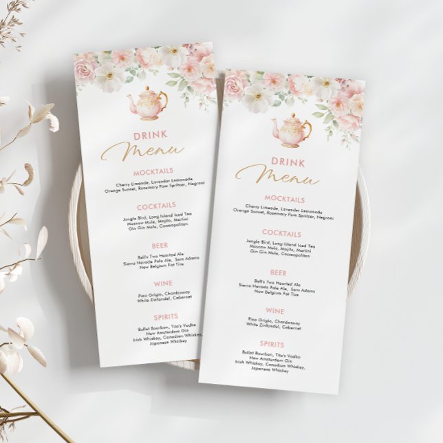 Menu des boissons pour la fête nuptiale Tea Party (Tea Party Bridal Shower Drink Menu)