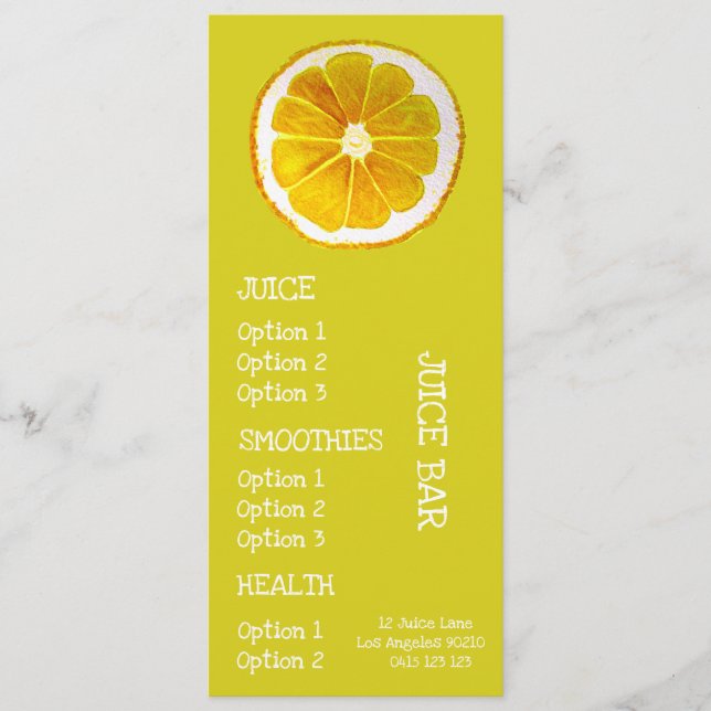 Menu des boissons santé (Devant)
