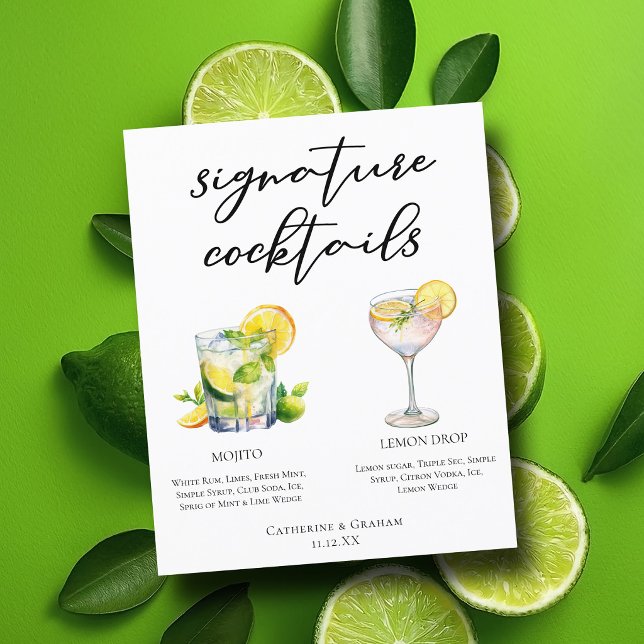 Menu des cocktails signature d'été Mojito Lemon Dr (Créateur téléchargé)