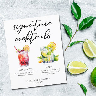 Menu des cocktails signature Dirty Shirley Mojito