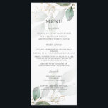 Menu des Mariages Rustic Greenery Gold<br><div class="desc">Conçu pour être en harmonie avec notre collection de mariages Rustic Greenery, cet élégant menu de mariage présente un feuille vert sauge à l'aquarelle et des détails de parties scintillant dorée. Personnalisez-le avec votre menu mariage facilement et rapidement, il vous suffit d'appuyer sur le bouton customiser pour réorganiser et formater...</div>